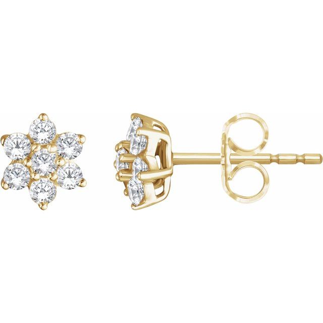 14K Yellow 3/8 CTW Diamond Flower Earrings 1