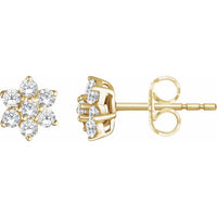 14K Yellow 3/8 CTW Diamond Flower Earrings 1