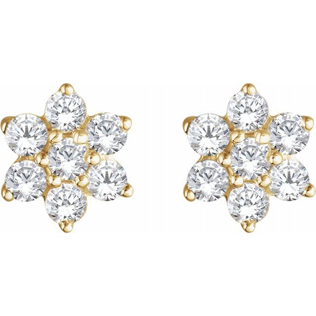 14K Yellow 3/8 CTW Diamond Flower Earrings 2