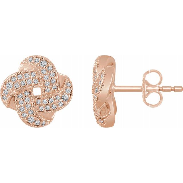 14K Rose 1/3 CTW Diamond Knot Earrings 1