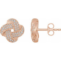 14K Rose 1/3 CTW Diamond Knot Earrings 1