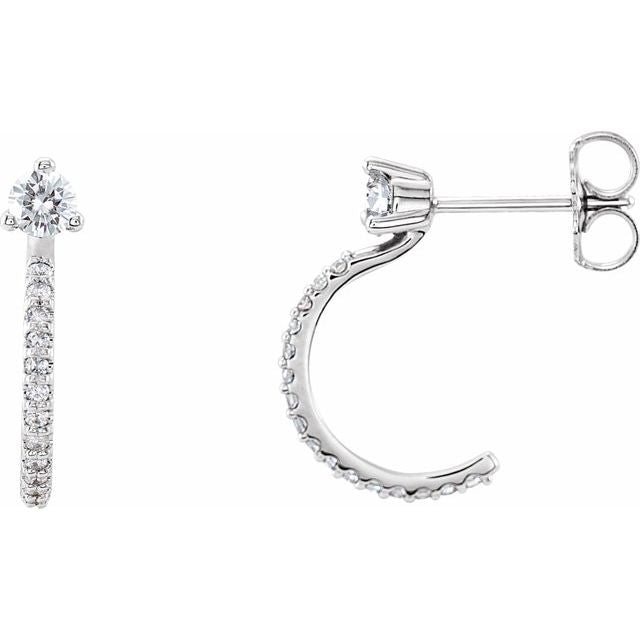 14K White 1/3 CTW Diamond Hoop Earrings 1