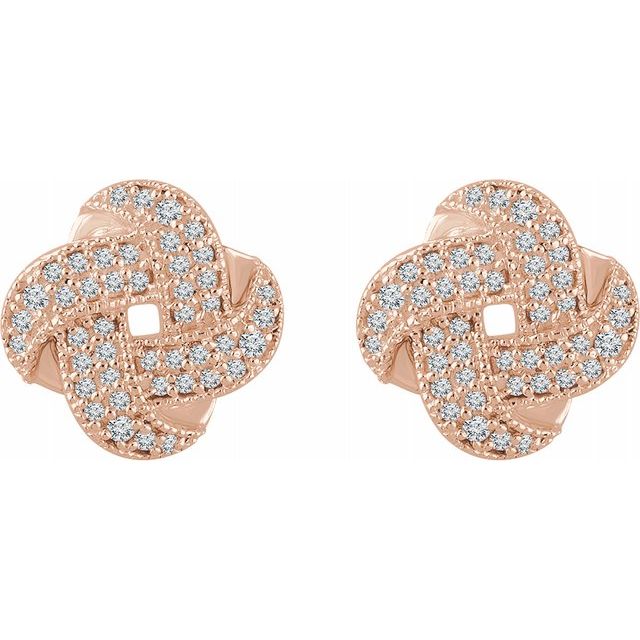 14K Rose 1/3 CTW Diamond Knot Earrings 2