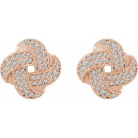 14K Rose 1/3 CTW Diamond Knot Earrings 2