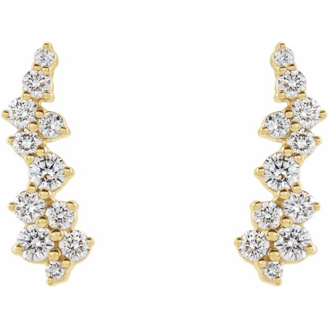 14K Yellow 3/8 CTW Diamond Ear Climbers 2