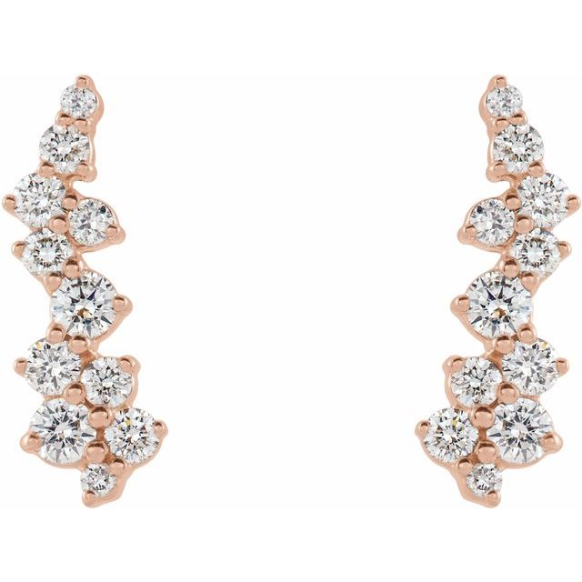 14K Rose 3/8 CTW Diamond Ear Climbers 2