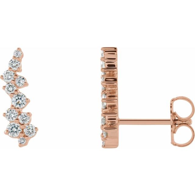 14K Rose 3/8 CTW Diamond Ear Climbers 1