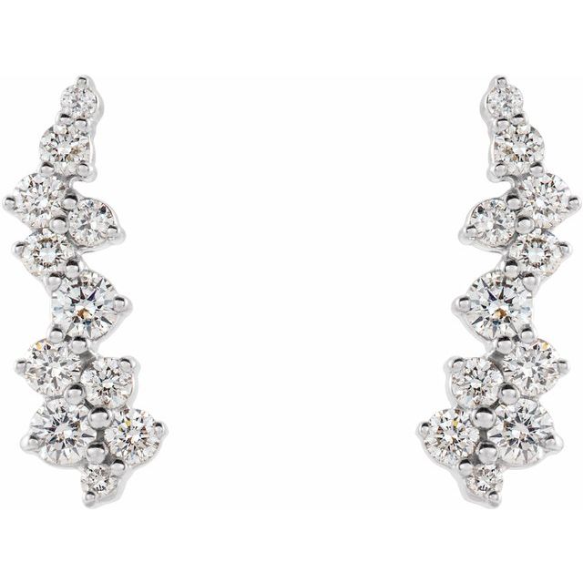 14K White 3/8 CTW Diamond Ear Climbers 2
