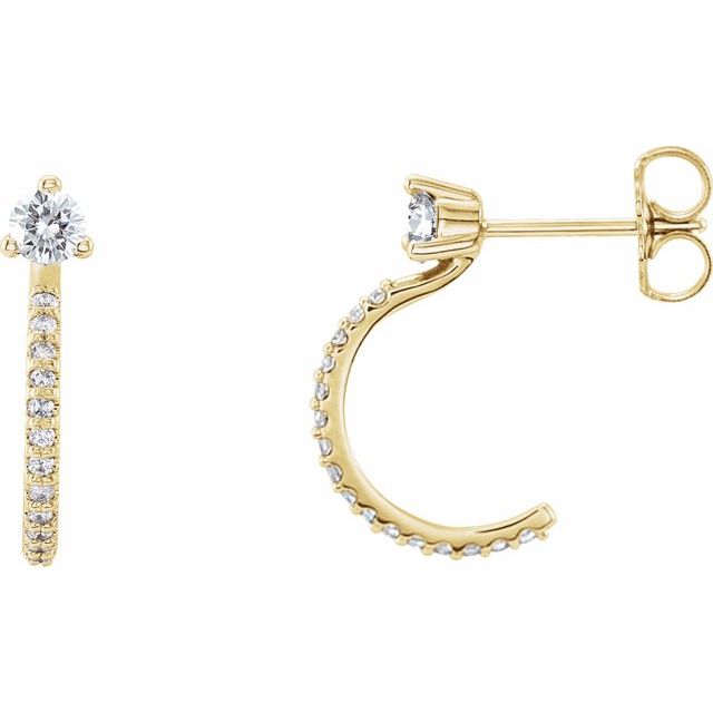 14K Yellow 1/3 CTW Diamond Hoop Earrings 1