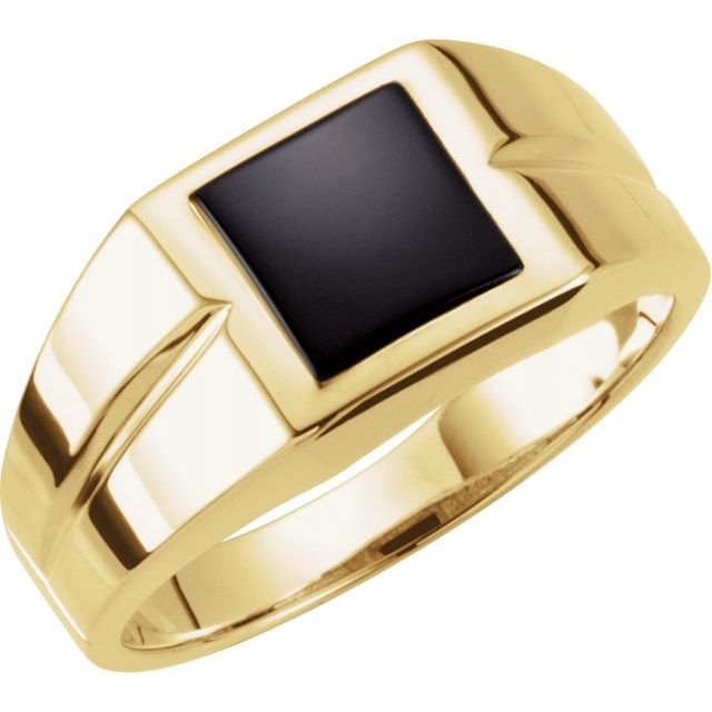 14K Yellow 8 mm Square Onyx Ring 1