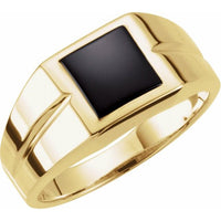 14K Yellow 8 mm Square Onyx Ring 1