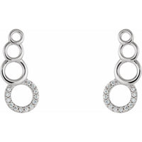 14K White .06 CTW Diamond Geometric Ear Climbers 2