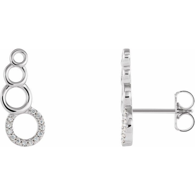 14K White .06 CTW Diamond Geometric Ear Climbers 1