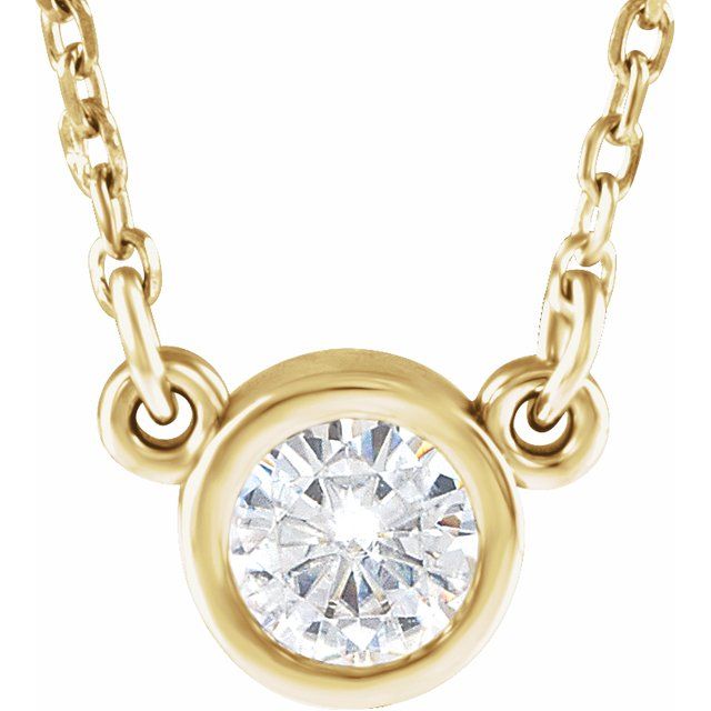 14K Yellow 4 mm Round Moissanite 18" Necklace