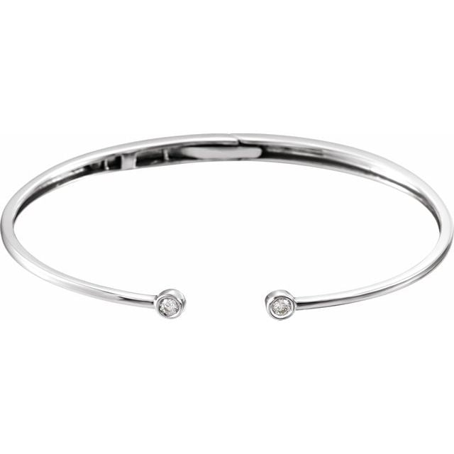 14K White 1/6 CTW Diamond Hinged Cuff Bracelet 1
