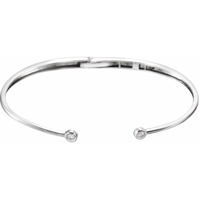 14K White 1/6 CTW Diamond Hinged Cuff Bracelet 2