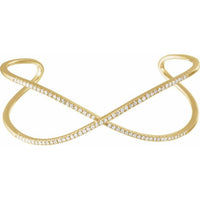 14K Yellow 3/4 CTW Diamond Criss-Cross Cuff 7" Bracelet 1