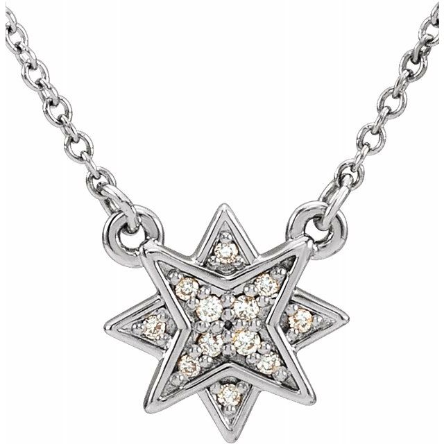 14K White .04 CTW Diamond Star 16-18" Necklace 1