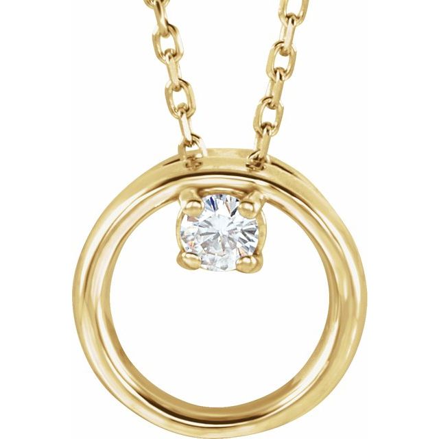14K Yellow 3 mm Round Moissanite 18" Necklace