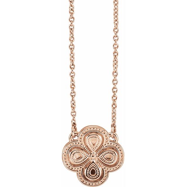 14K Rose 18" Clover Necklace 1