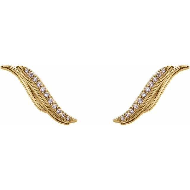 14K Yellow .06 CTW Diamond Ear Climbers 2
