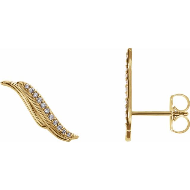 14K Yellow .06 CTW Diamond Ear Climbers 1
