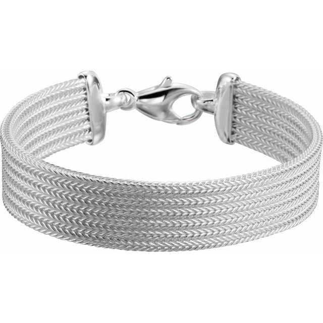 Sterling Silver Foxtail Mesh 7" Bracelet 1