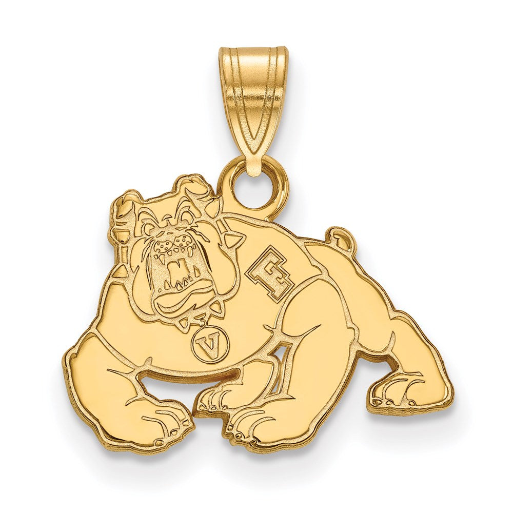 Sterling Silver Gold-plated LogoArt California State University Fresno Bulldog Small Pendant