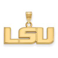 Sterling Silver Gold-plated LogoArt Louisiana State University L-S-U Small Pendant