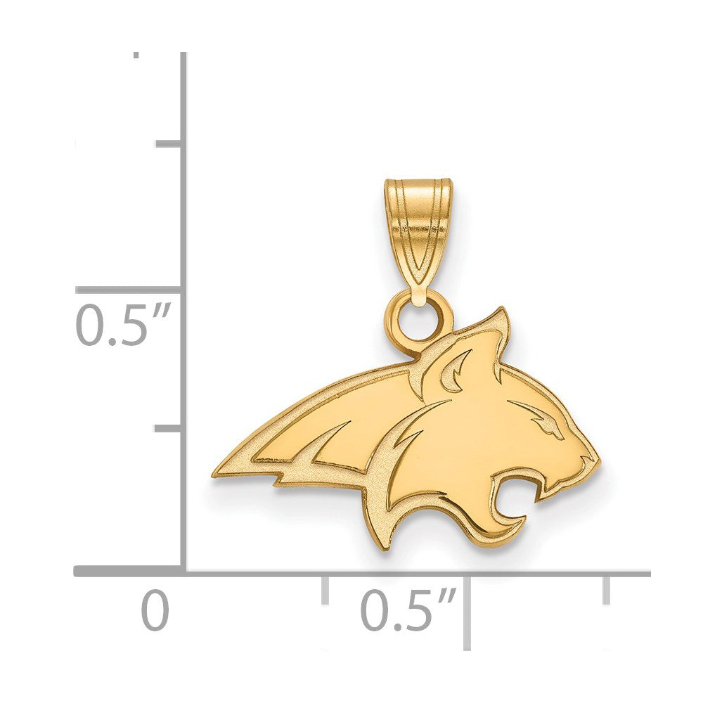 Sterling Silver Gold-plated LogoArt Montana State University Bobcat Small Pendant