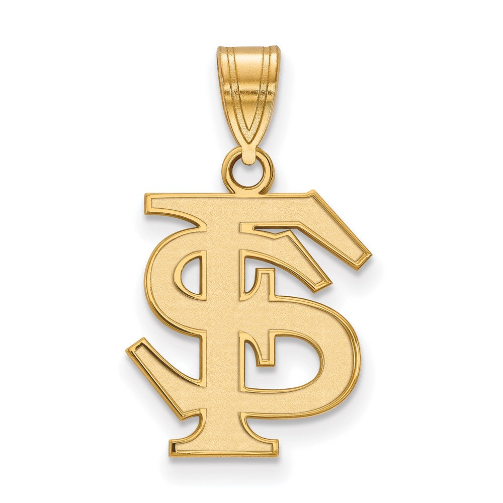 Sterling Silver Gold-plated LogoArt Florida State University F-S Medium Pendant