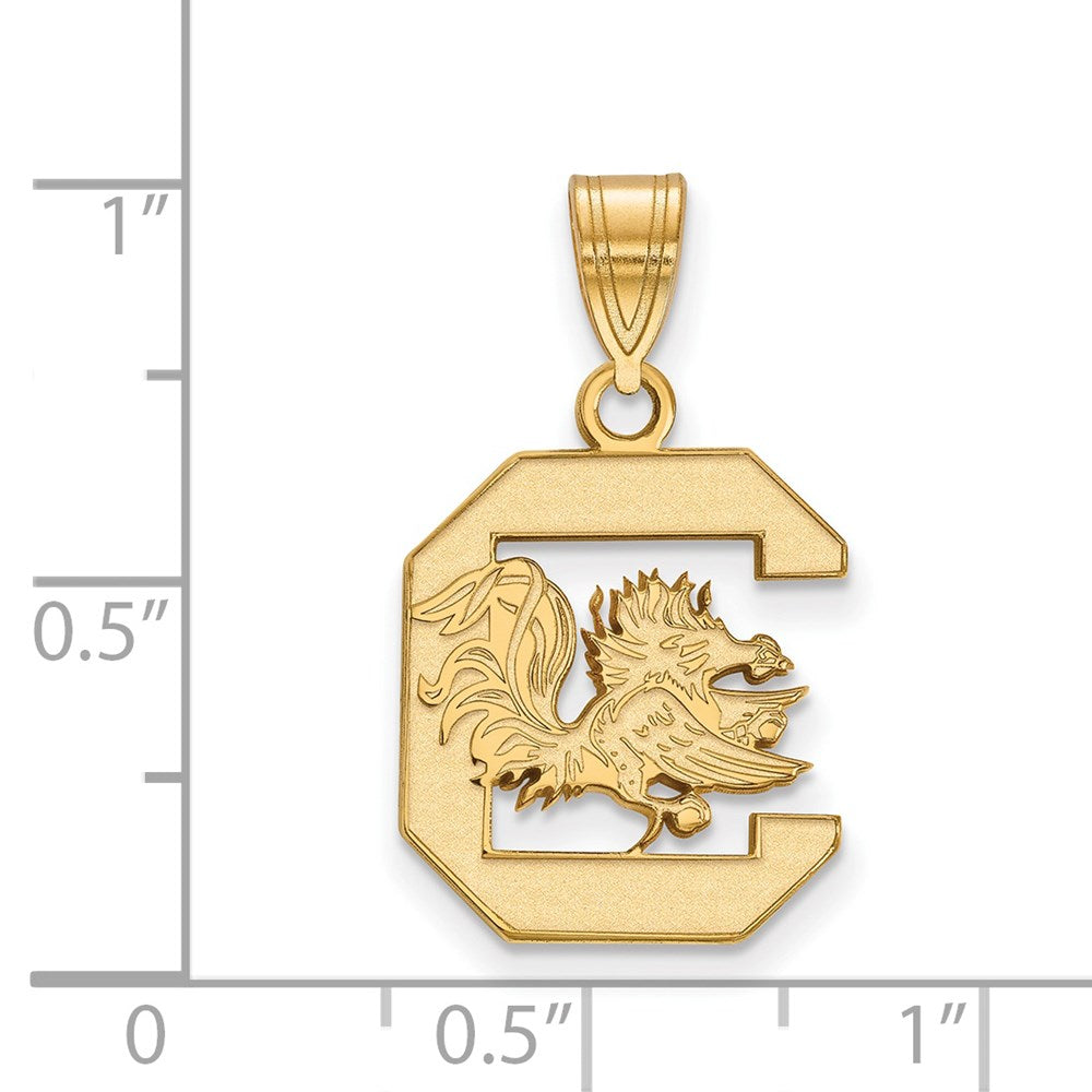 Sterling Silver Gold-plated LogoArt University of South Carolina Medium Pendant