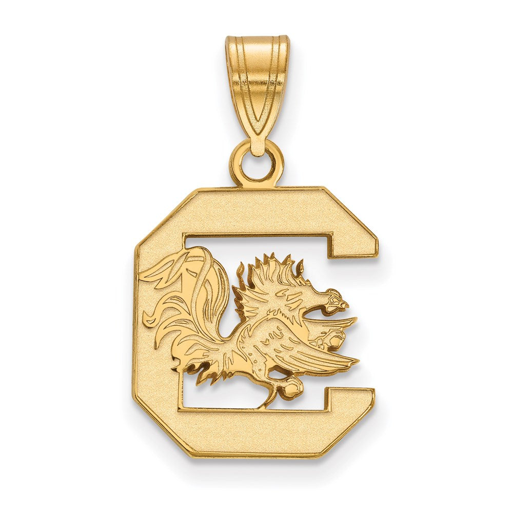 Sterling Silver Gold-plated LogoArt University of South Carolina Medium Pendant