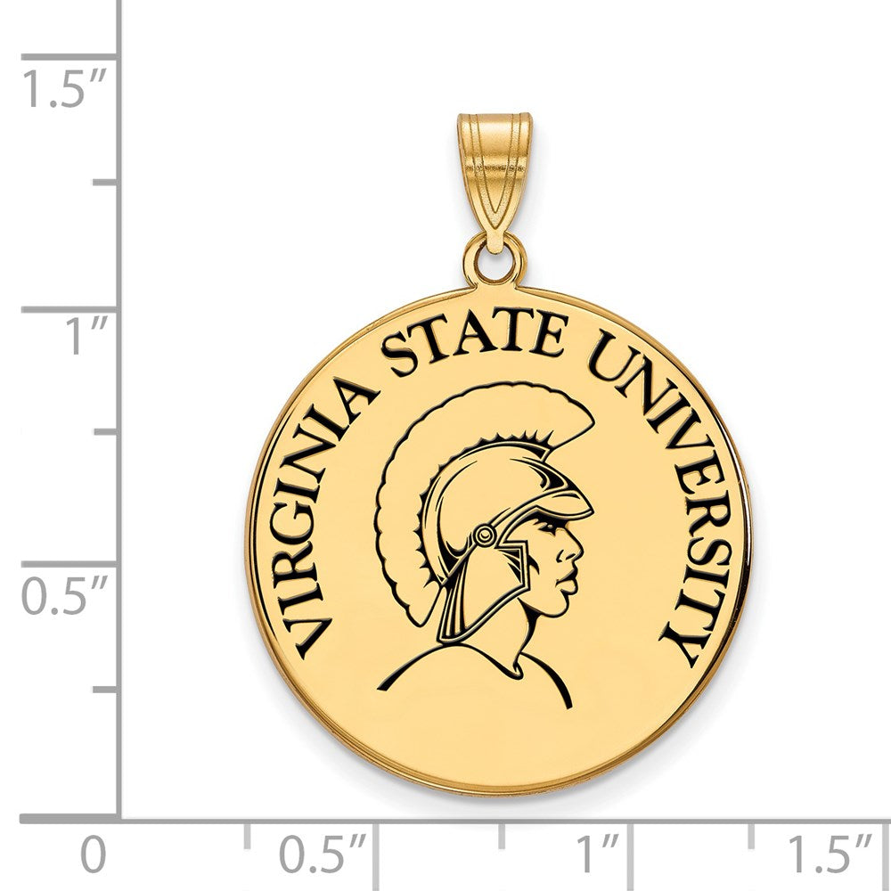 Sterling Silver Gold-plated LogoArt Virginia State University Extra Large Enameled Disc Pendant