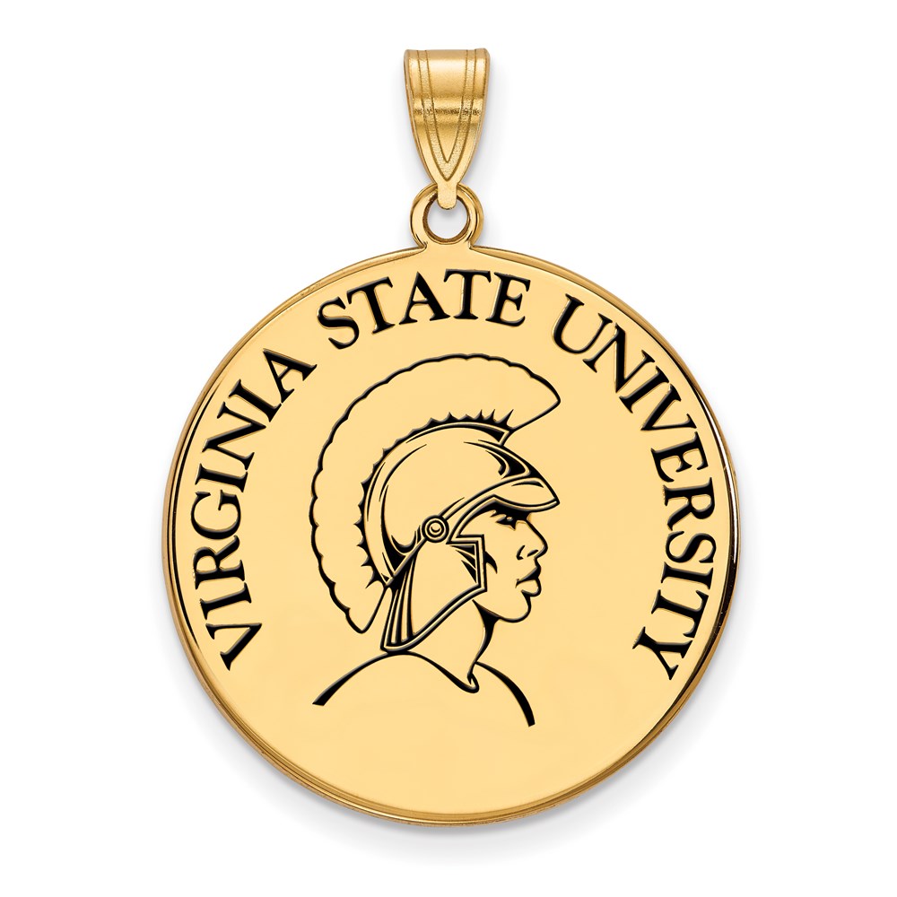 Sterling Silver Gold-plated LogoArt Virginia State University Extra Large Enameled Disc Pendant