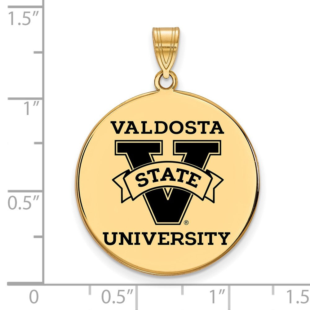Sterling Silver Gold-plated LogoArt Valdosta State University Extra Large Enameled Disc Pendant