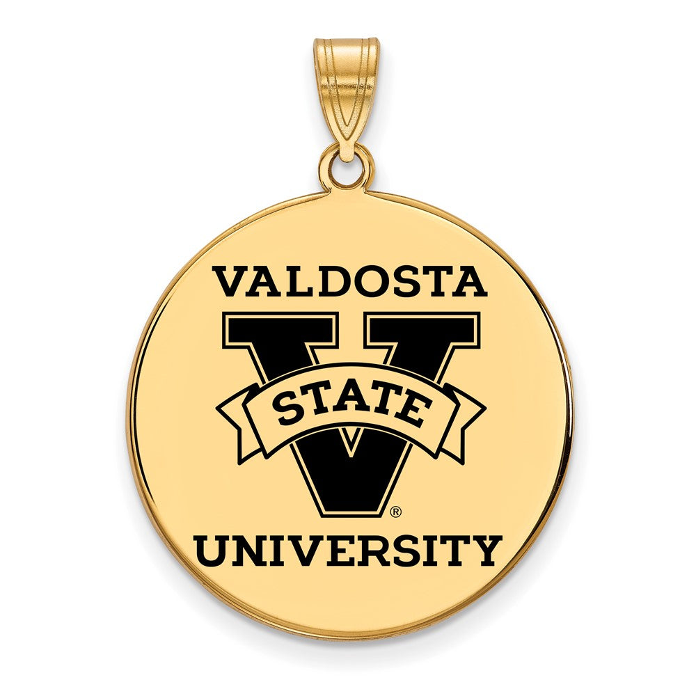 Sterling Silver Gold-plated LogoArt Valdosta State University Extra Large Enameled Disc Pendant