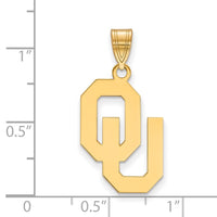 Sterling Silver Gold-plated LogoArt University of Oklahoma O-U Large Pendant