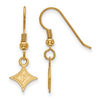 Sterling Silver Gold-plated LogoArt Furman University Extra Small Dangle Wire Earrings