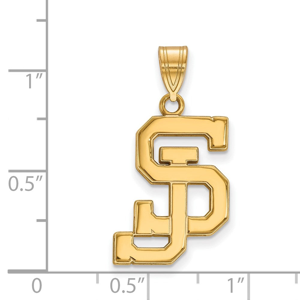 Sterling Silver Gold-plated LogoArt San Jose State University S-J Large Pendant
