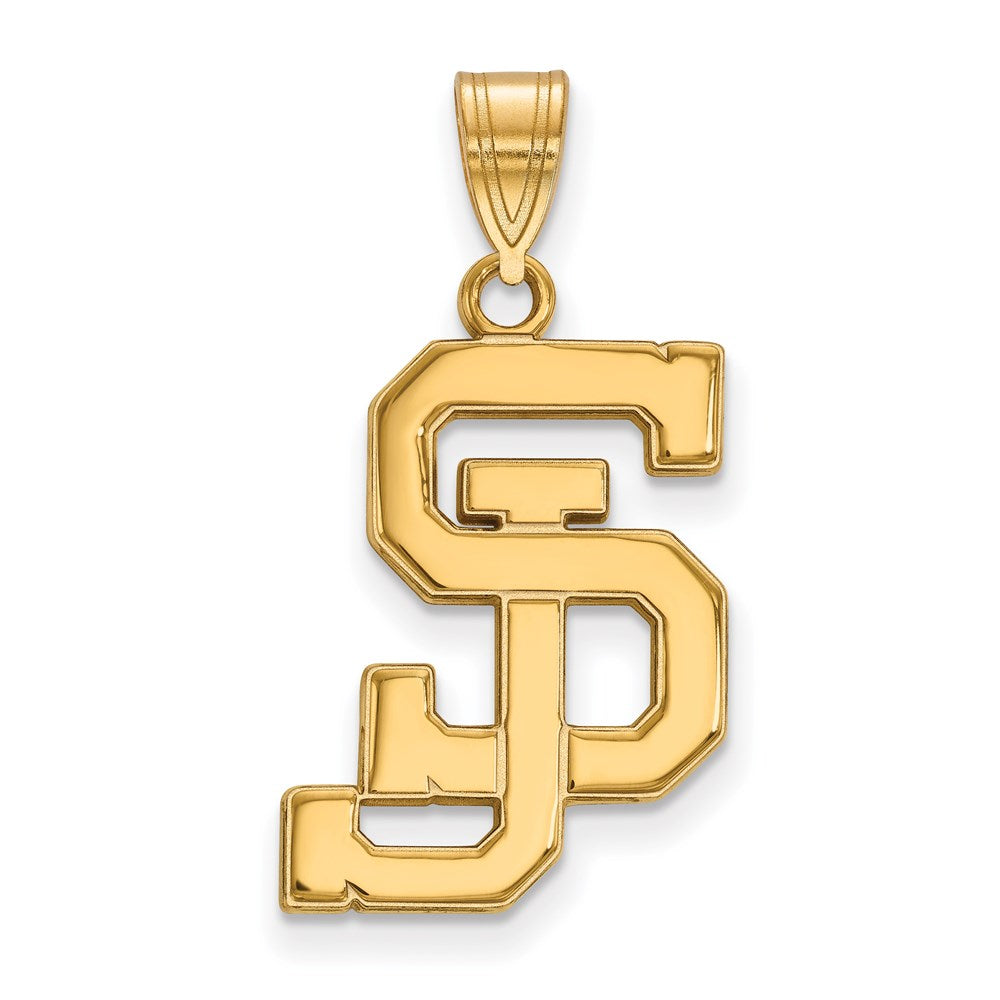 Sterling Silver Gold-plated LogoArt San Jose State University S-J Large Pendant