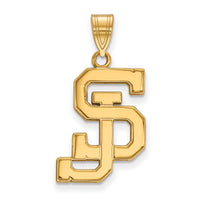 Sterling Silver Gold-plated LogoArt San Jose State University S-J Large Pendant
