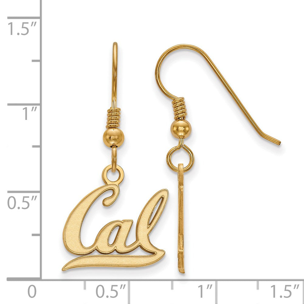 Sterling Silver Gold-plated LogoArt University of California Berkeley Small Dangle Wire Earrings