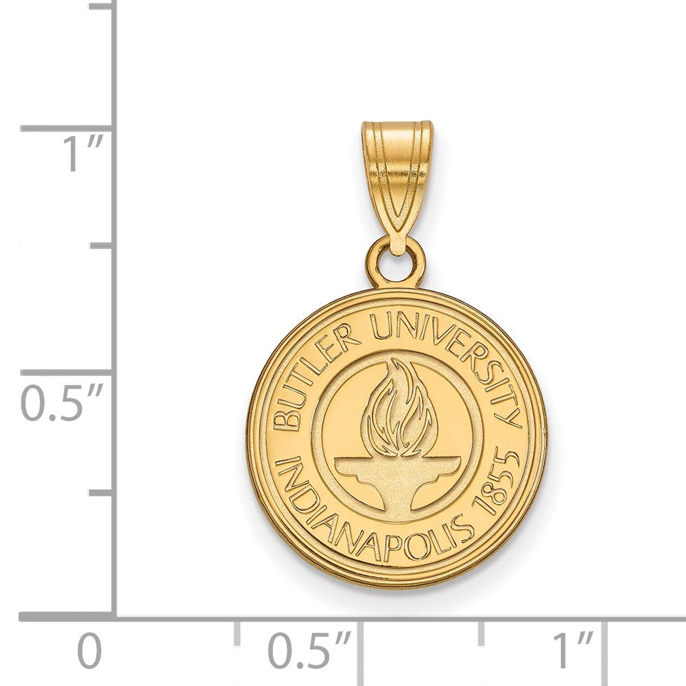 Sterling Silver Gold-plated LogoArt Butler University Medium Crest Pendant