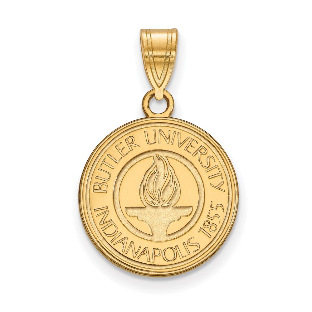 Sterling Silver Gold-plated LogoArt Butler University Medium Crest Pendant