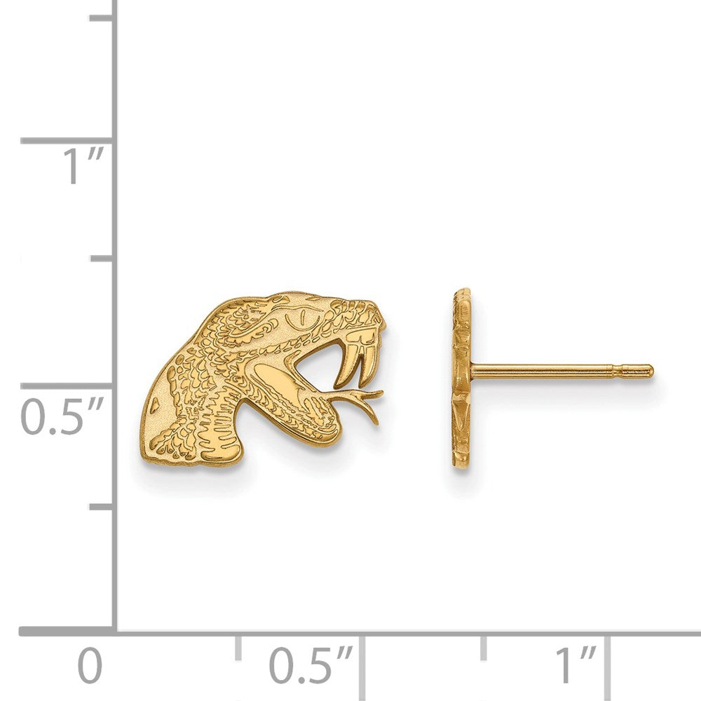 Sterling Silver Gold-plated LogoArt Florida A and M University Rattler Extra Small Post Earrings