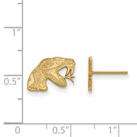 Sterling Silver Gold-plated LogoArt Florida A and M University Rattler Extra Small Post Earrings