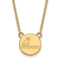 Sterling Silver Gold-plated LogoArt Samford University Small Disc Pendant 18 inch Necklace