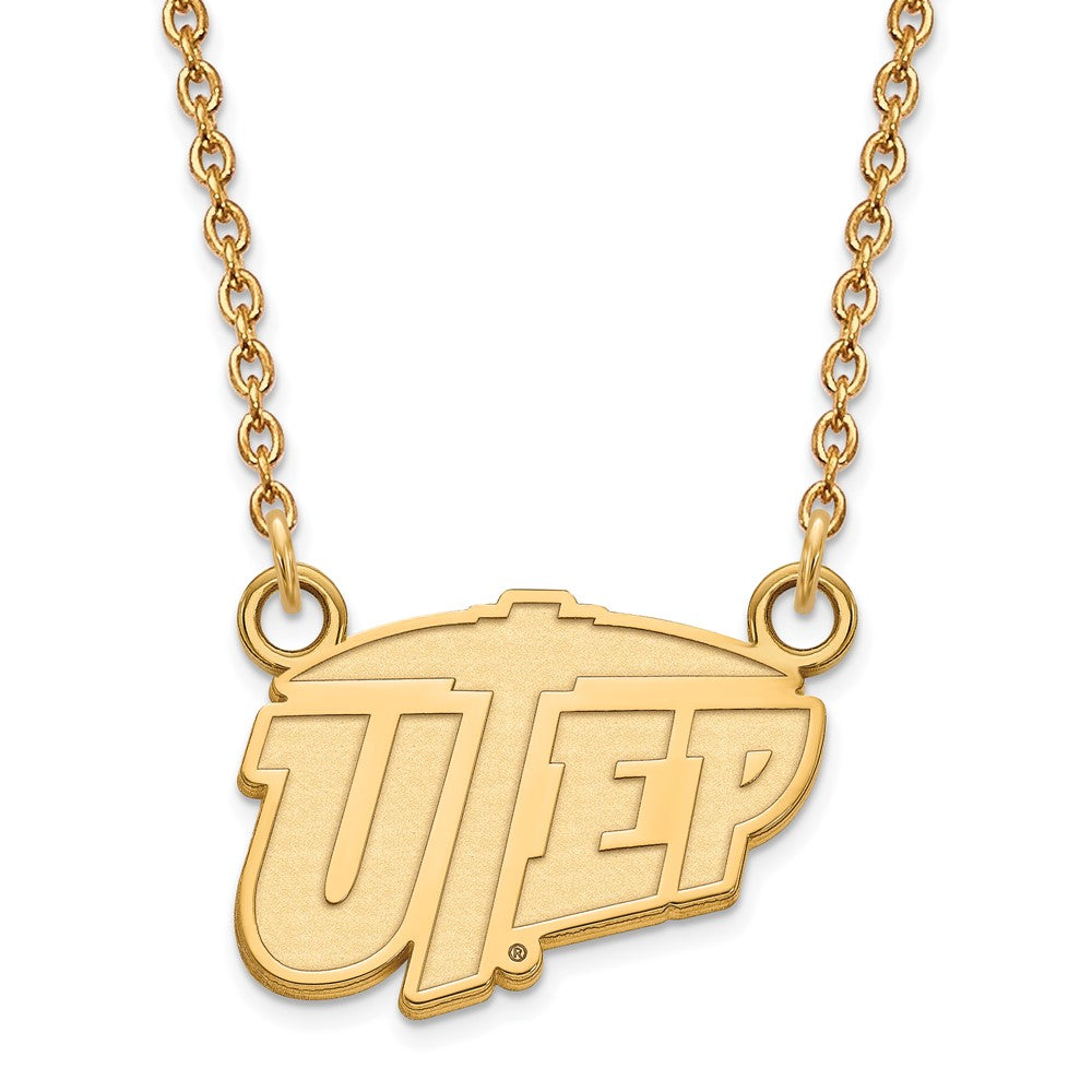 Sterling Silver Gold-plated LogoArt University of Texas at El Paso Sm Pendant 18 inch Necklace