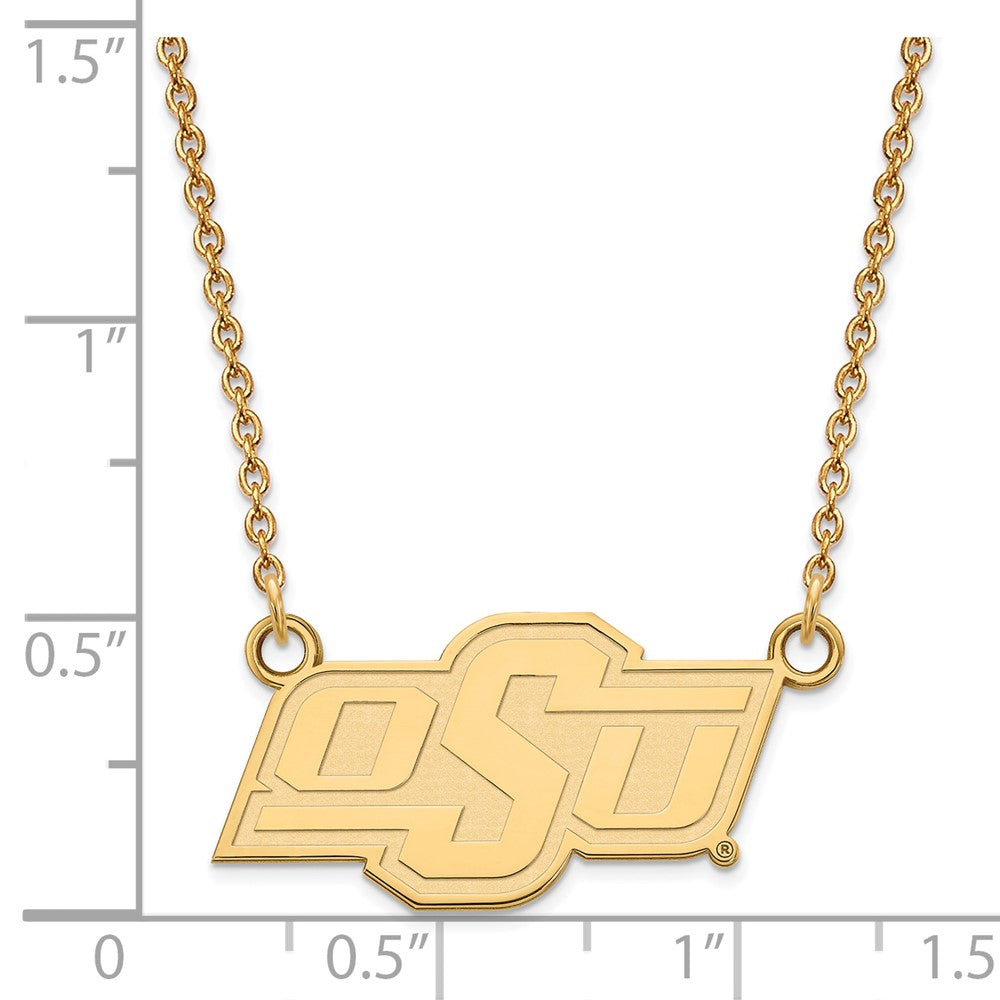 14k Gold LogoArt Oklahoma State University O-S-U Small Pendant 18 inch Necklace